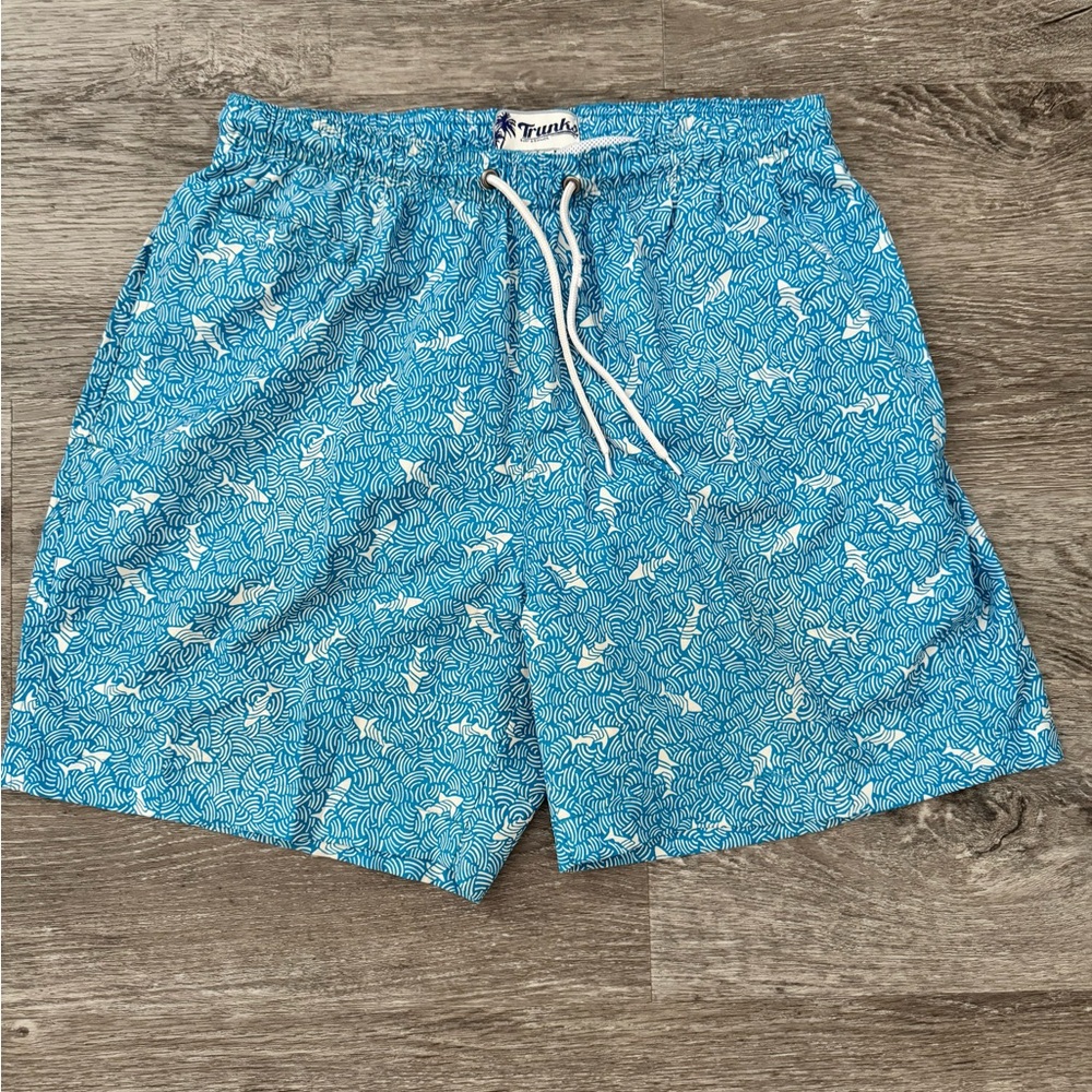 Trunks Co. Blue Shark Pattern Men's Swim Trunks